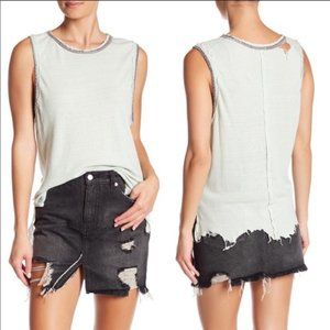 We The Free People Ringer Distressed Vintage Tee